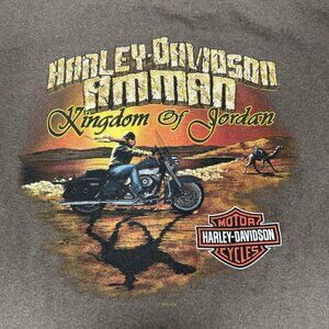 Harley Davidson Amman Kingdom Of Jordan Men Polo Shirt Brown Cotton Sz L Flaw